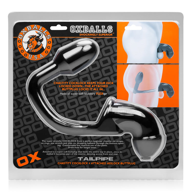 Oxballs Tailpipe Cock & Ass Lock Black