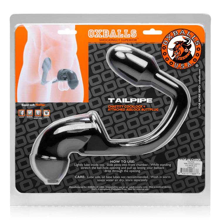 Oxballs Tailpipe Cock & Ass Lock Black