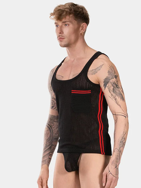 Barcode Berlin Tank Top Lilan Black Red