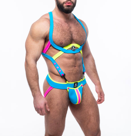 Spartas Nausica Neo Splended Full Access Jockstrap Yellow Pink Turquoise