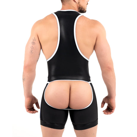 ROK Kinky Open Wrestler Singlet Black White