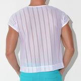Code 22 Mesh Pinstripe T Shirt White