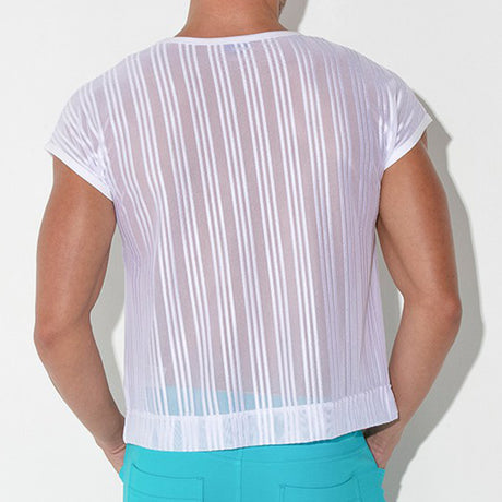 Code 22 Mesh Pinstripe T Shirt White