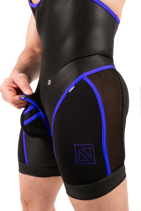 ROK Kinky Close Wrestler Singlet Black Blue