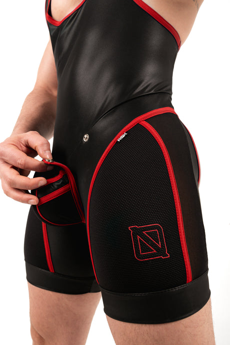 ROK Kinky Open Wrestler Singlet Black Red