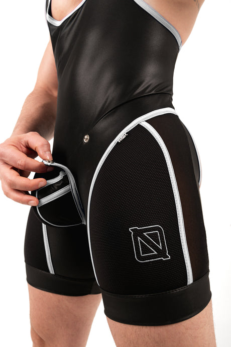 ROK Kinky Open Wrestler Singlet Black White