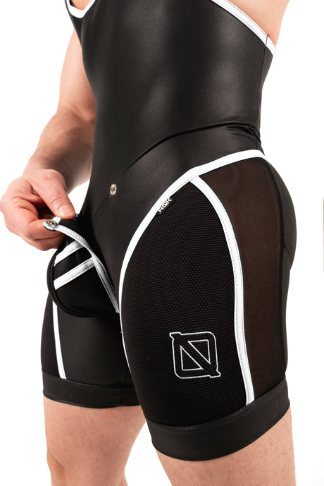 ROK Kinky Zipper Wrestler Singlet Black White