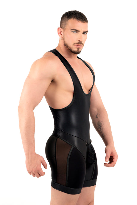 ROK Kinky Zipper Wrestler Singlet Black