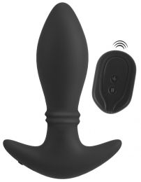 Anos Remote Control Moving Rings Butt Plug Black
